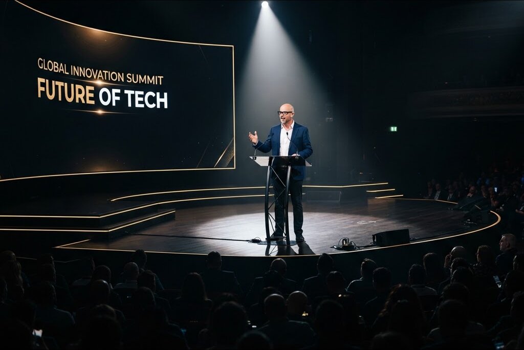 Jeffrey Rothbart delivering a keynote on stage